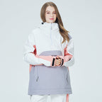 Women's Arctic Queen Mountain Star color block anorak snow jacket by Les Odettes, featuring vibrant design and insulated winter fabric.