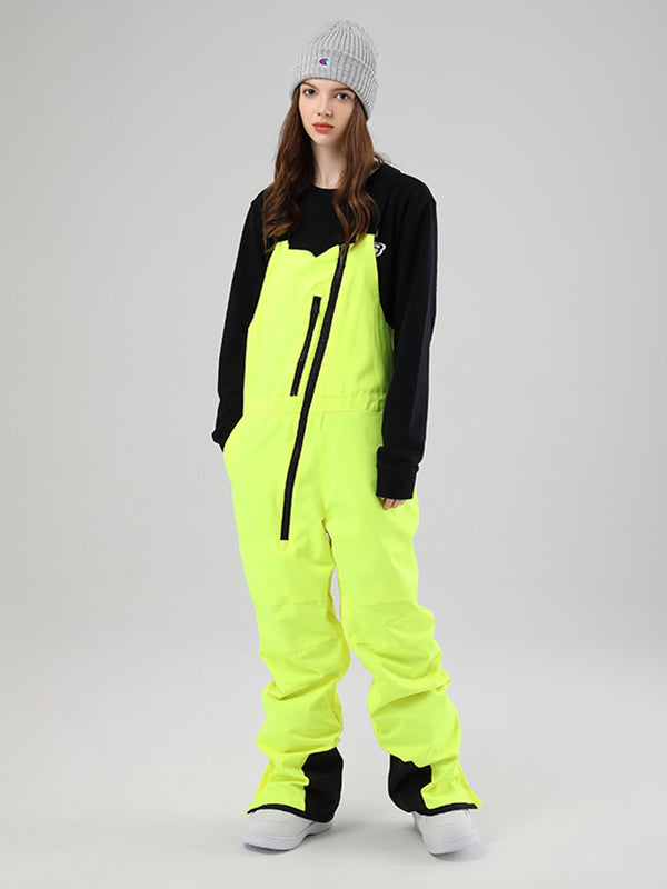 Women's Searipe oblique zipper winter snow pants ski bibs by Les Odettes, featuring a stylish design and functional details.