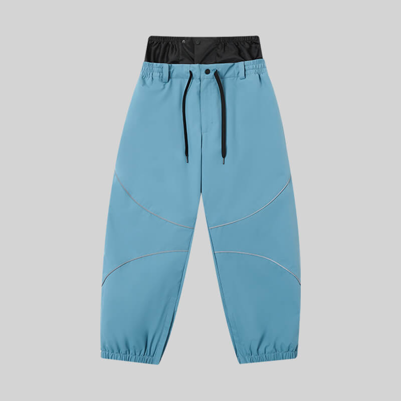 Men's ASHGREEN Winter Peak IcePro snowboarding pants by Les Odettes, shown in black with adjustable waistband and snow-resistant fabric.