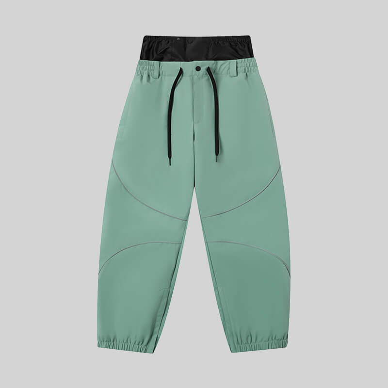 Men's ASHGREEN Winter Peak IcePro snow pants by Les Odettes, featuring waterproof fabric, insulated design, and adjustable waistband.