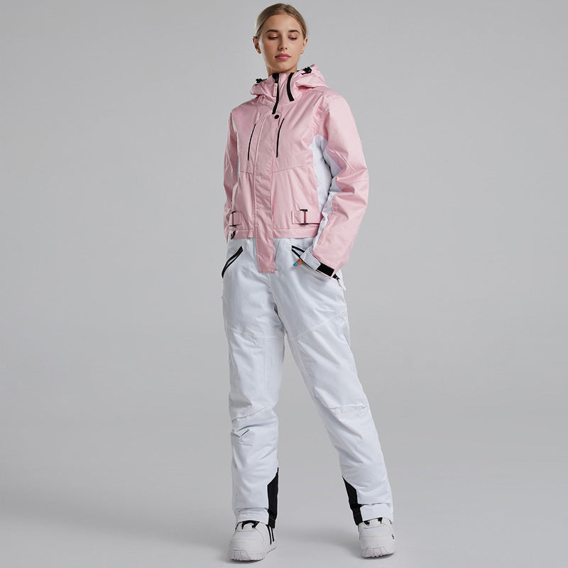 Men's Les Odettes winter snowboard ski snowsuit, practical stylish one-piece snow suit with insulated fabric and adjustable features.