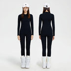 Women's lightweight tech base layer set by Les Odettes, featuring a sleek, fitted design ideal for active wear and layering.