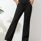 Women’s Flared Yoga Pants with Elastic Waistband and Stretch Fit