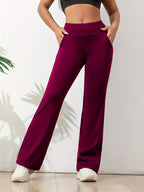 Women’s Flared Yoga Pants with Elastic Waistband and Stretch Fit