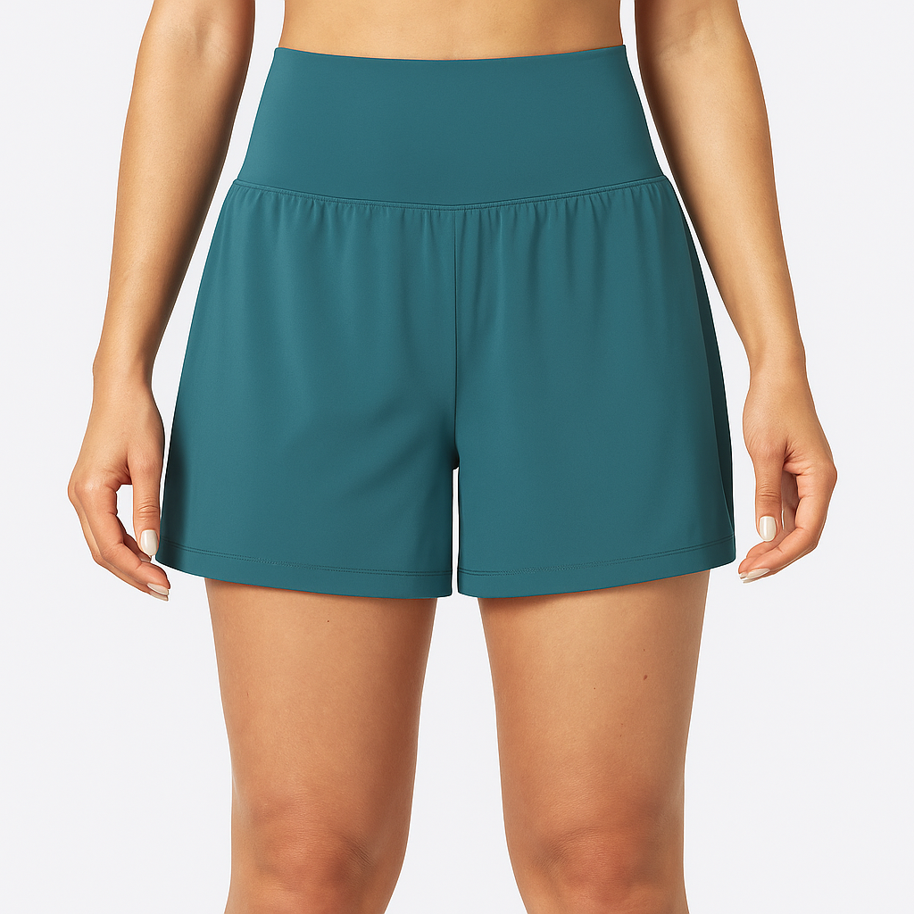 High waisted Les Odettes yoga shorts for women with stretch fit, shown in a comfortable, form-fitting design.