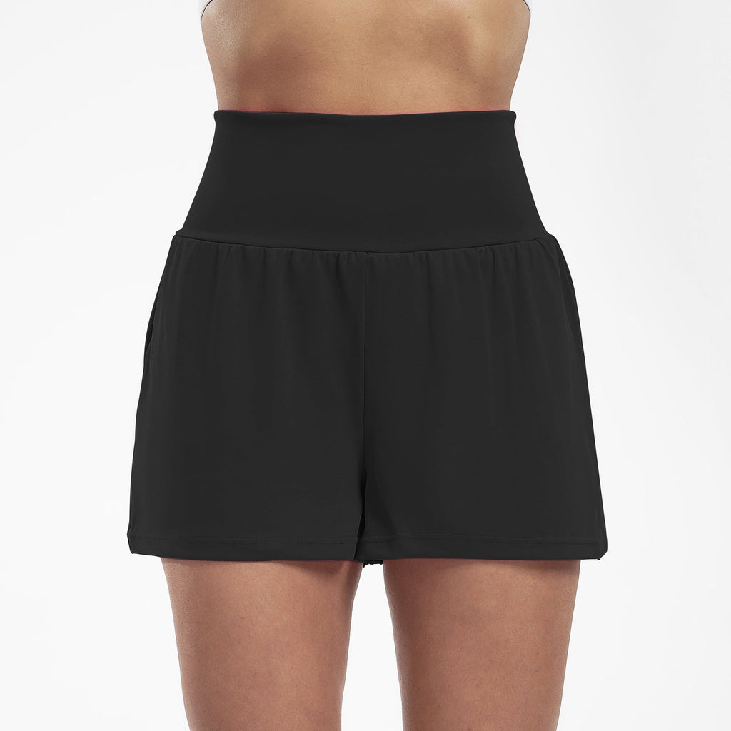Les Odettes high waisted yoga shorts for women with stretch fit, featuring a comfortable and flexible design for active wear.
