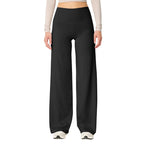 Les Odettes high waisted stretch yoga pants for women, slim fit, shown in black, with a close-up of the fabric and waistband.