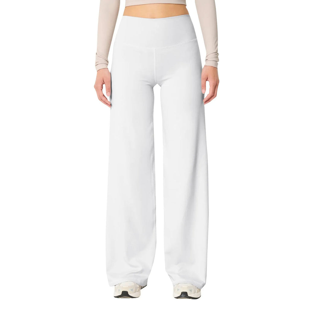 Les Odettes high waisted stretch yoga pants for women, featuring a slim fit design, shown in a close-up view.