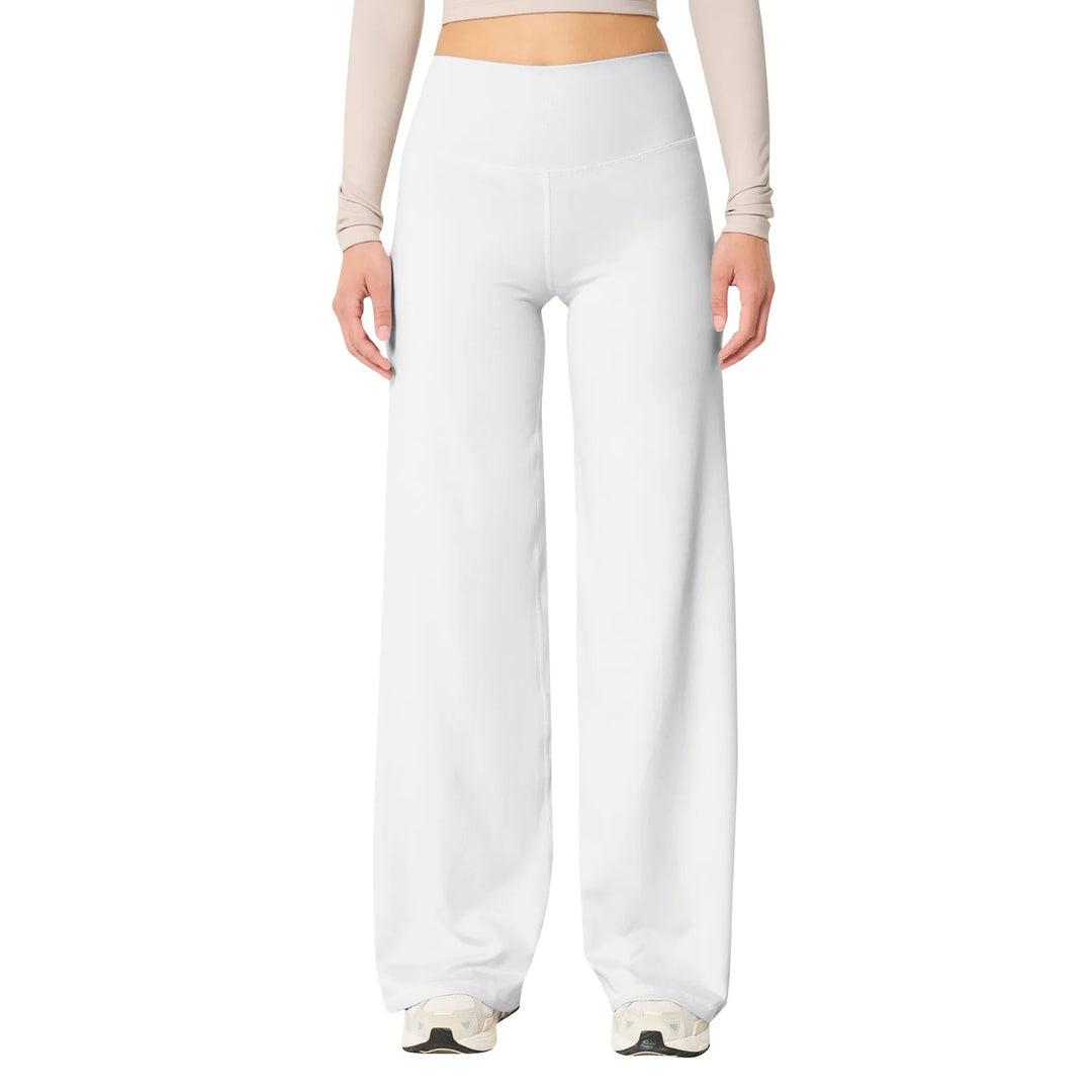 Les Odettes high waisted stretch yoga pants for women, featuring a slim fit design, shown in a close-up view.
