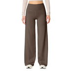 Les Odettes high waisted stretch yoga pants for women, slim fit, in black, featuring a comfortable waistband and sleek design.