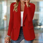 Les Odettes Anne-Marie™ classic fit blazer in square image, tailored with structured lapels and sleek design.