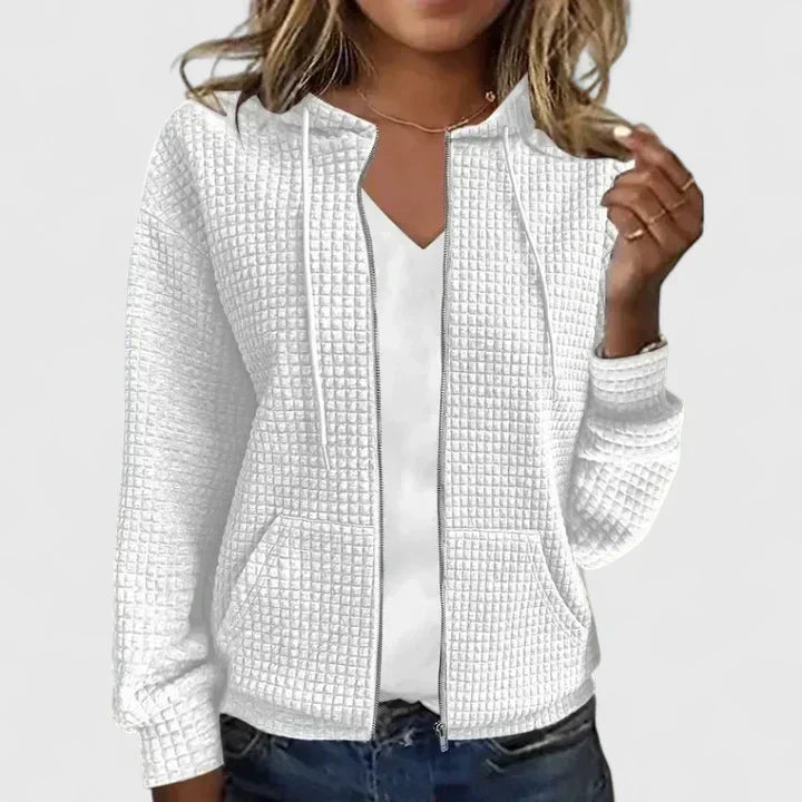 Olivia™ elegant cardigan by Les Odettes, soft knit fabric in a stylish open-front design with long sleeves and ribbed trim.