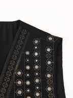 Les Odettes Celestia™ sequin pattern boho vest with vibrant, shimmering design and lightweight, stylish bohemian fashion.