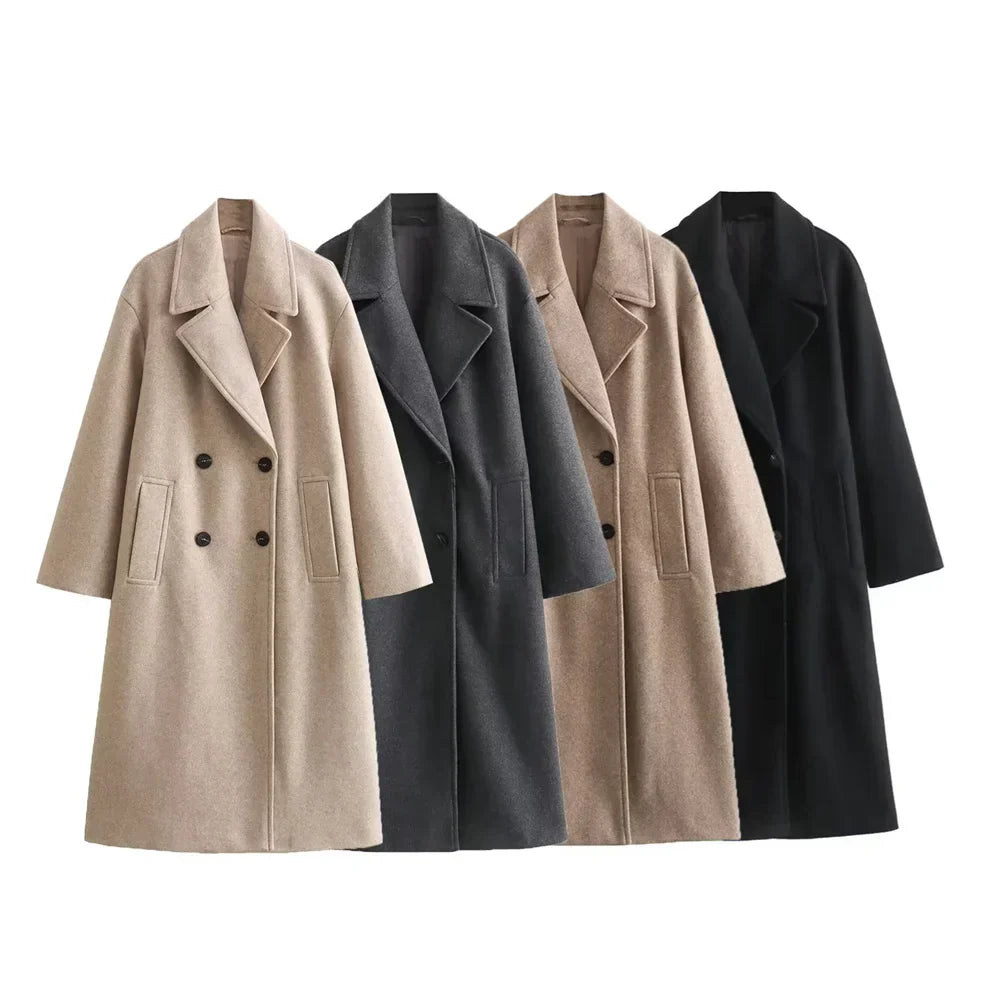 Ramona™ elegant coat by Les Odettes, soft, loose-fitting long winter coat with versatile casual style, perfect for autumn and winter wear.