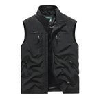 Men’s water-resistant insulated bodywarmer by Les Odettes, outdoor utility vest with zipper and padded design.