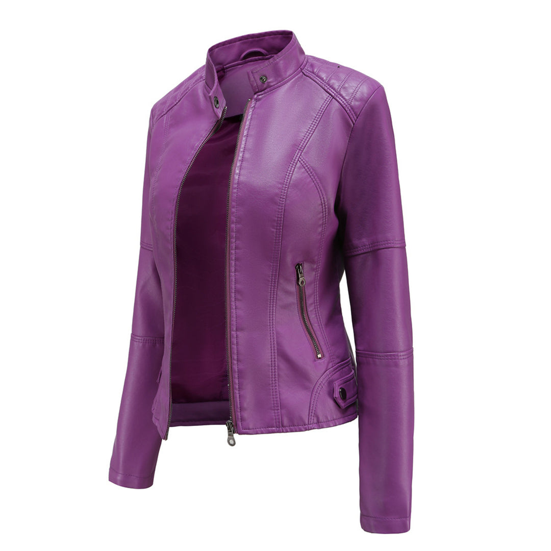 Violet Zyra™ sleek and modern jacket by Les Odettes, featuring a fitted design and contemporary style.
