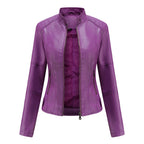 Violet Les Odettes Zyra™ sleek and modern jacket displayed on a hanger, showcasing its stylish design and contemporary fit.