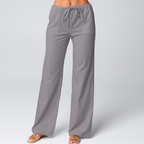 Women’s Cotton Linen Wide Leg Pants with Elastic Drawstring Waist