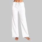 Women’s Cotton Linen Wide Leg Pants with Elastic Drawstring Waist
