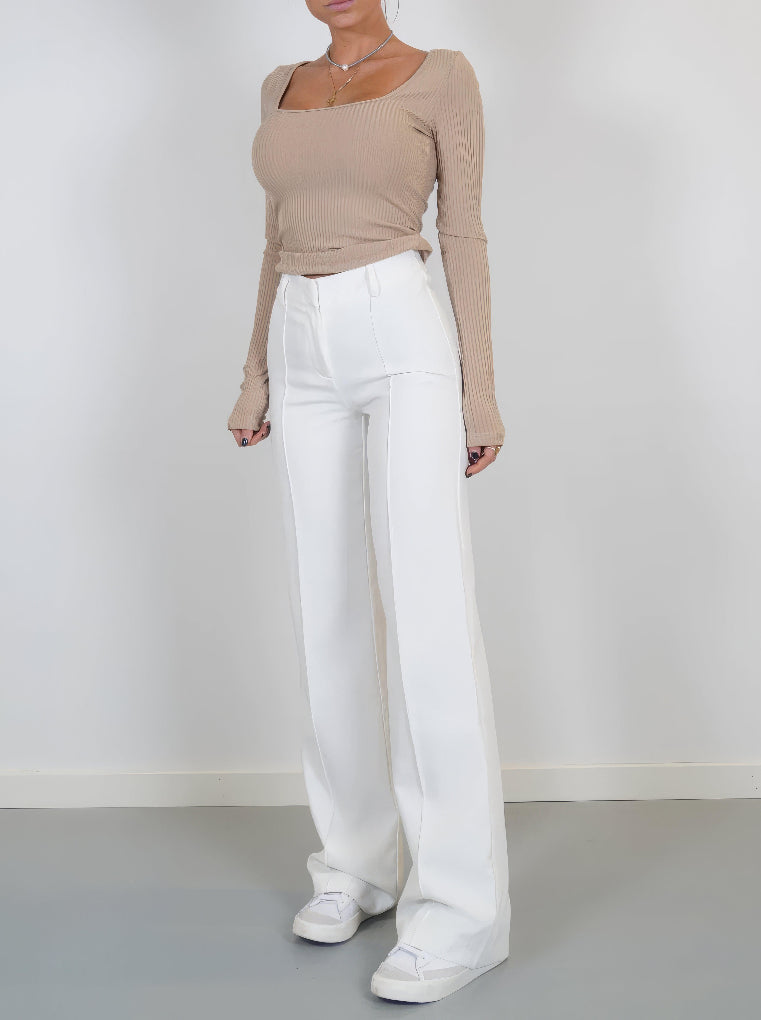 Women’s High Waisted Wide Leg Trousers with Structured Fit