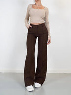 Women’s High Waisted Wide Leg Trousers with Structured Fit