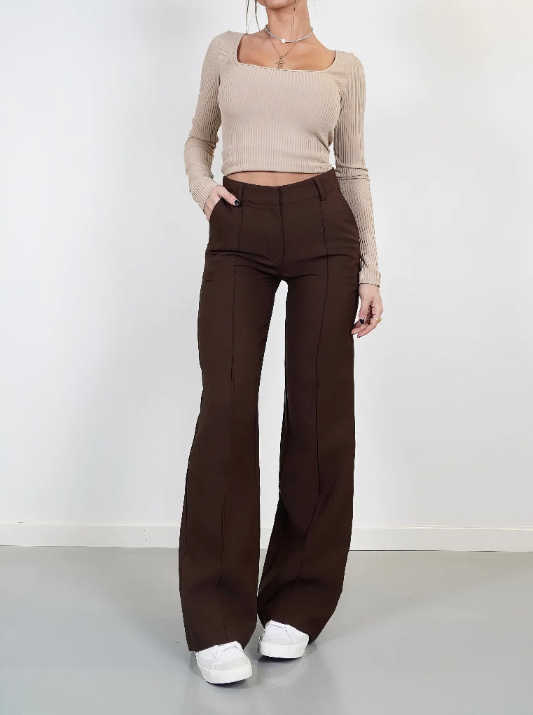 Women’s High Waisted Wide Leg Trousers with Structured Fit