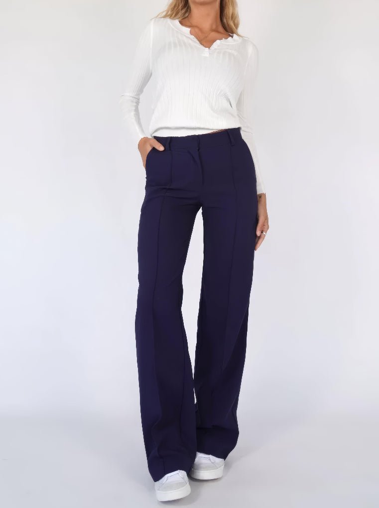 Women’s High Waisted Wide Leg Trousers with Structured Fit