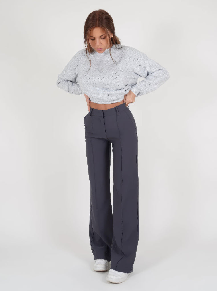 Women’s High Waisted Wide Leg Trousers with Structured Fit