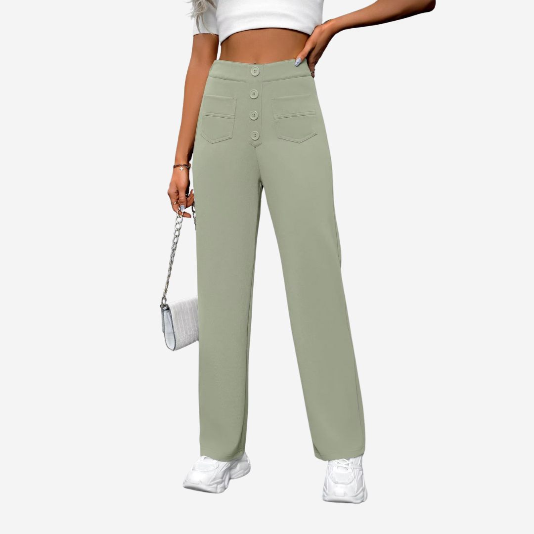 Women’s High Waisted Straight Leg Trousers with Classic Tailored Fit