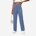 Women’s High Waisted Straight Leg Trousers with Classic Tailored Fit