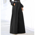 Women’s Solid Color Wide-Leg Trousers with High Waist and Relaxed Fit