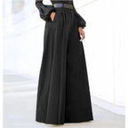 Women’s Solid Color Wide-Leg Trousers with High Waist and Relaxed Fit