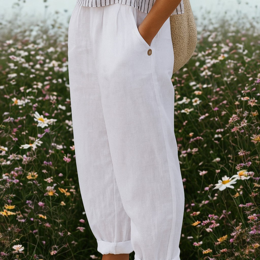 Women’s Loose Fit Casual Trousers with Elastic Waist and Side Pockets