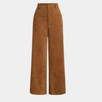 Women’s Corduroy Trousers with Regular Fit and Ribbed Texture