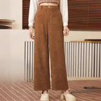 Women’s Corduroy Trousers with Regular Fit and Ribbed Texture