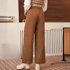 Women’s Corduroy Trousers with Regular Fit and Ribbed Texture