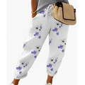 Women’s printed loose fit trousers by Les Odettes featuring an elastic waistband and relaxed, comfortable fit.