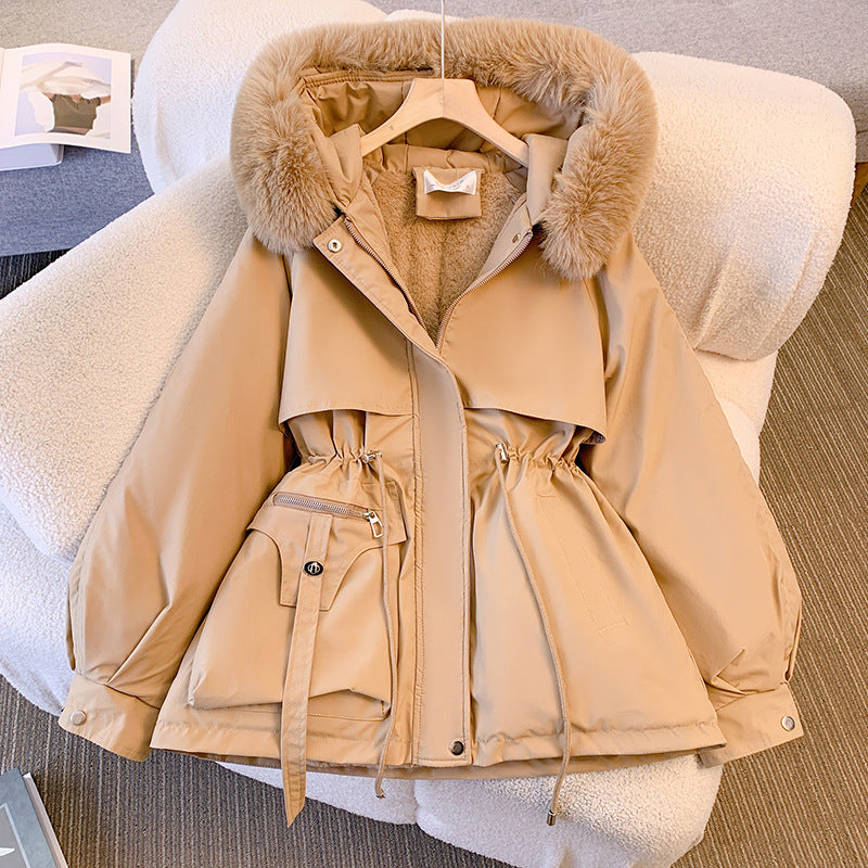 Les Odettes Odette Luxe Fur-Trimmed Winter Coat for women, cozy oversized jacket with hood and warm fur collar in winter 2023 style.