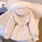 Les Odettes Odette Luxe Fur-Trimmed Winter Coat for women, warm oversized cotton parka with hood and fur collar, stylish winter jacket