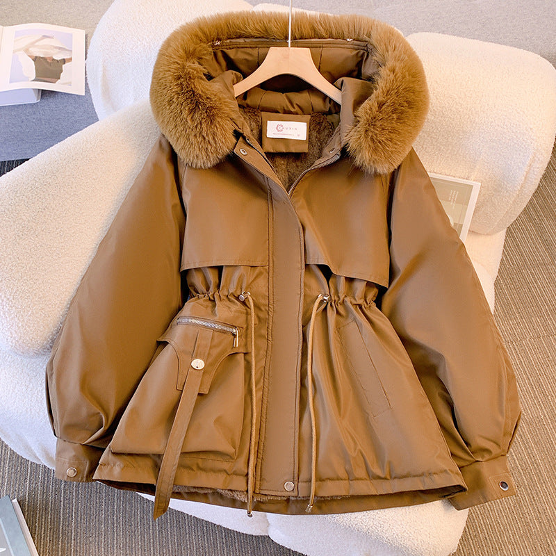Les Odettes Odette Luxe Fur-Trimmed Winter Coat for women, warm cotton parka with hood and oversized design.