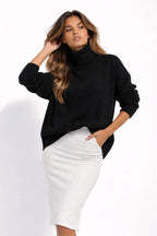 Women’s Classic Turtleneck Knit Sweater – Slim Fit Long Sleeve