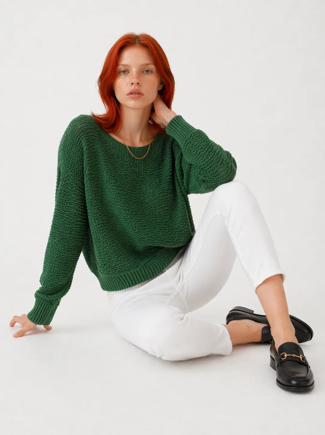 Women’s Oversized Crew Neck Knit Sweater – Cozy Everyday Layer