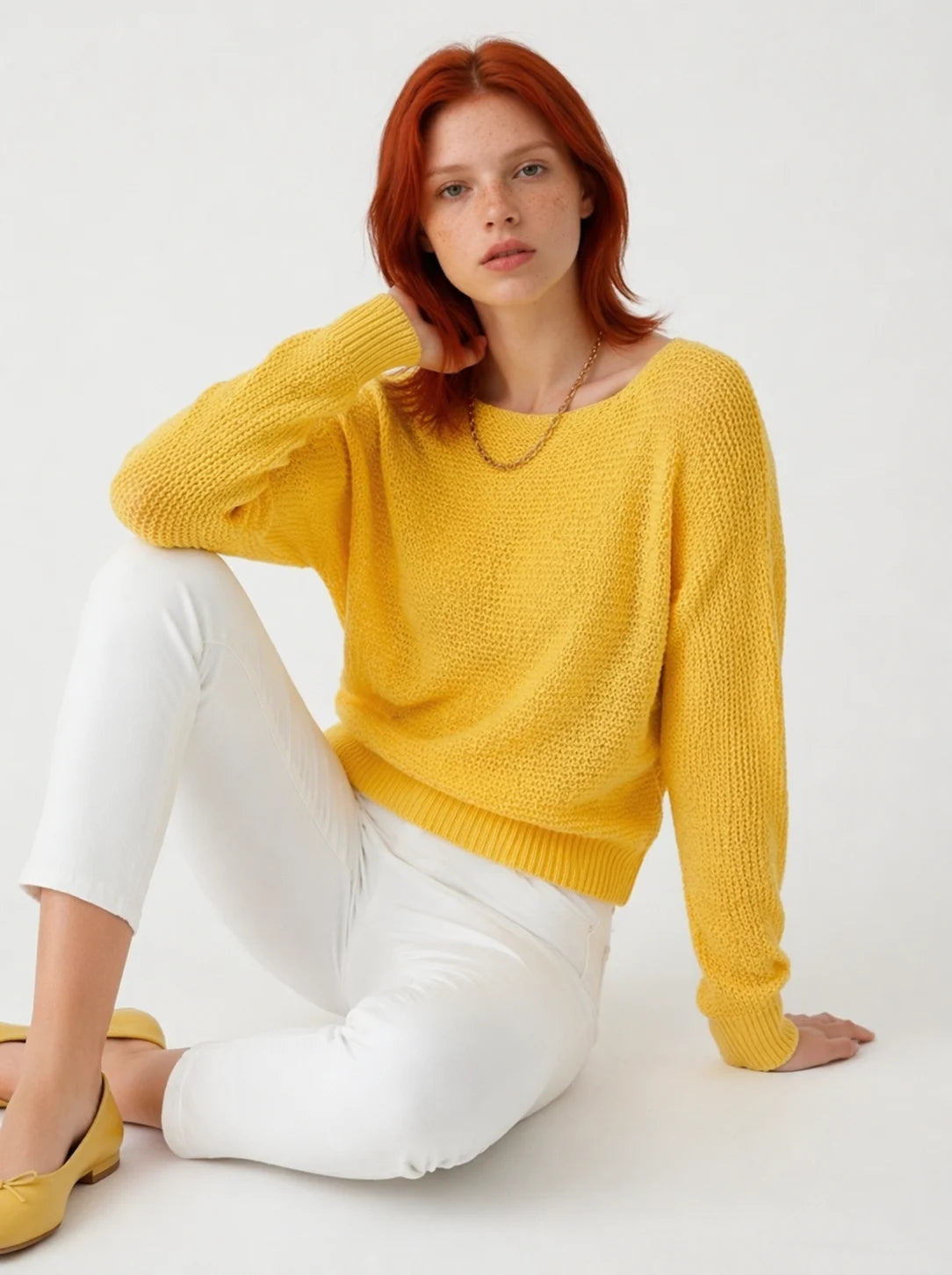 Women’s Oversized Crew Neck Knit Sweater – Cozy Everyday Layer