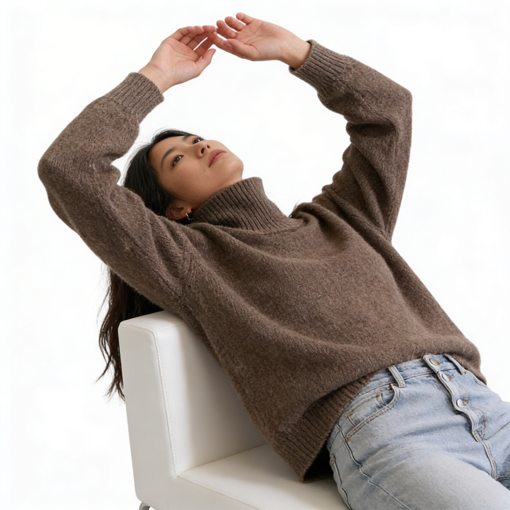 Women’s Oversized High-Neck Knit Sweater – Relaxed Winter Layer