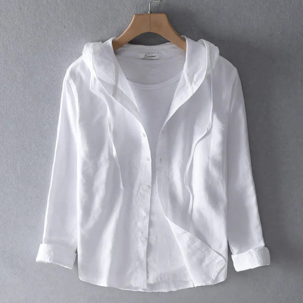 Women’s Linen Blend Button Front Relaxed Fit Blouse Shirt