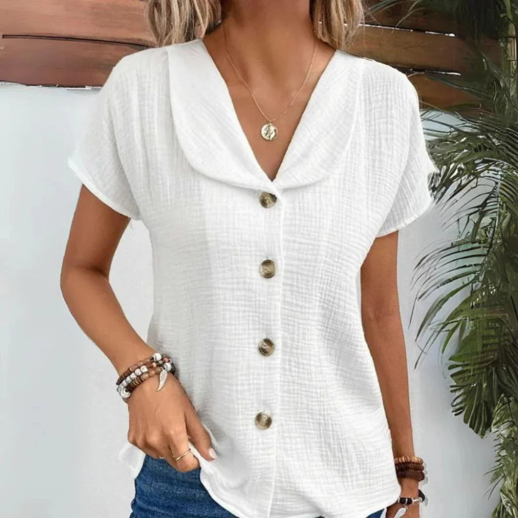 Women’s V-Neck Three Quarter Sleeve Lightweight Summer Blouse
