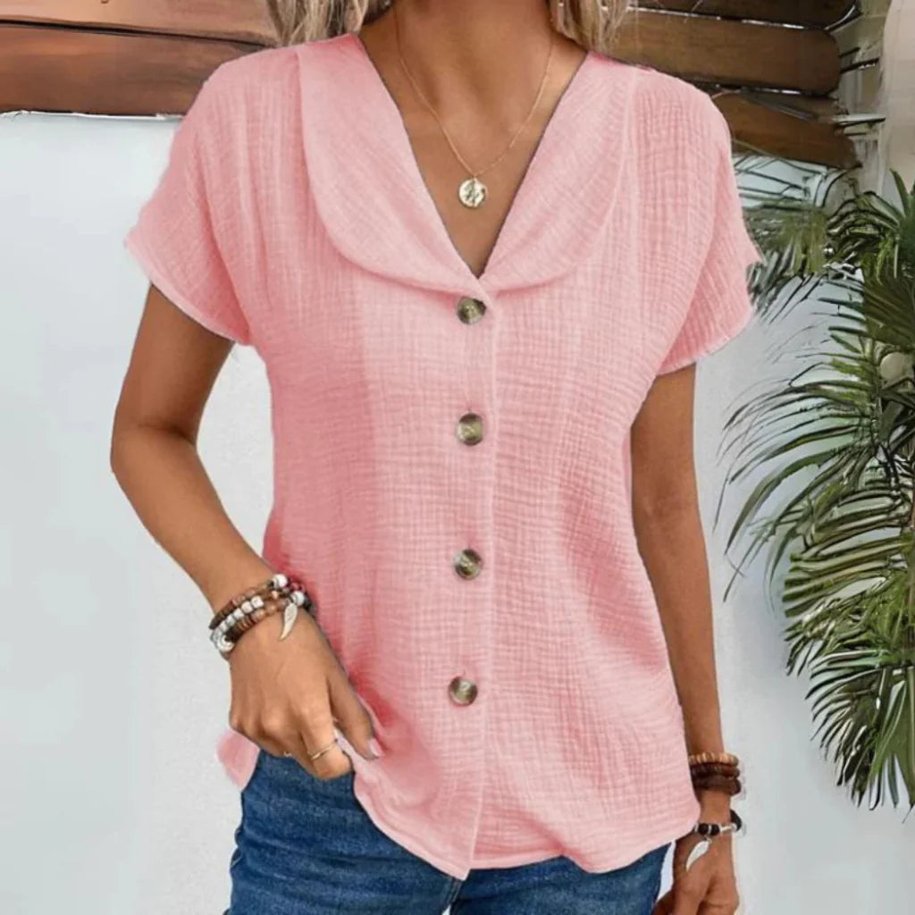Women’s V-Neck Three Quarter Sleeve Lightweight Summer Blouse