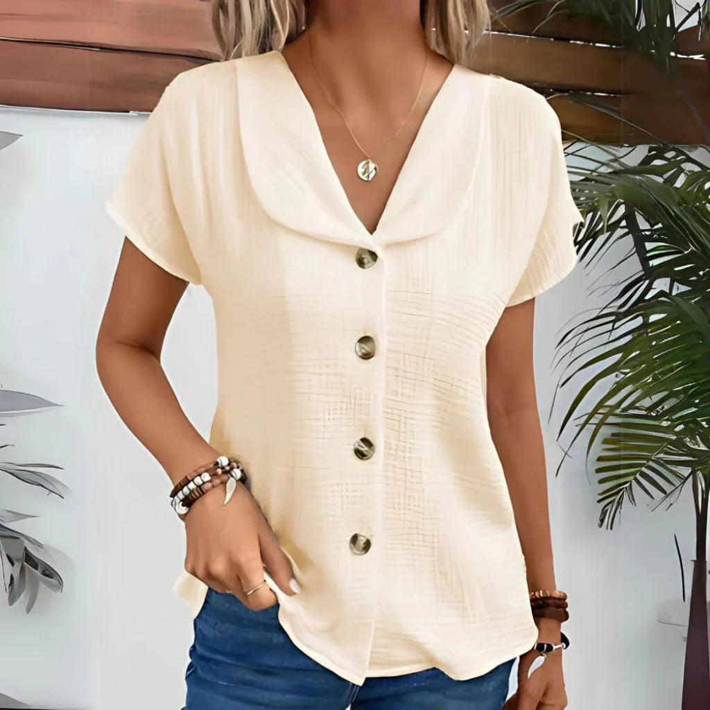 Women’s V-Neck Three Quarter Sleeve Lightweight Summer Blouse
