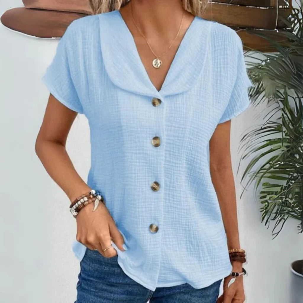 Women’s V-Neck Three Quarter Sleeve Lightweight Summer Blouse