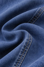 Women’s Long Denim Trench Coat with Full-Opening Front